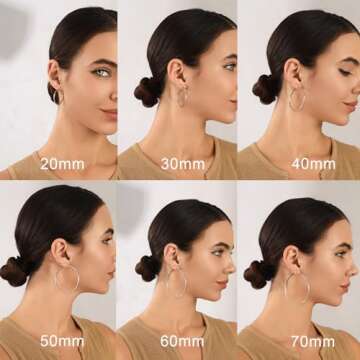 OOOPEL 2mm Sterling Silver Big Hoop Earrings For Women Sterling Silver Hoop Earrings Large Silver Ho...