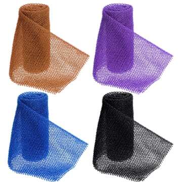 4 Pcs African Exfoliating Net, Fengek 31.5 Inch African Long Body Net Sponges Skin Back Scrubber for Daily Shower Bathing Exfoliating (Multicolor 1)