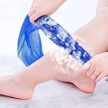 4 Pcs African Exfoliating Net, Fengek 31.5 Inch African Long Body Net Sponges Skin Back Scrubber for Daily Shower Bathing Exfoliating (Multicolor 1)