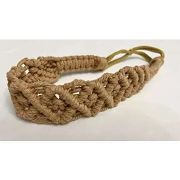 Hixixi 3PCS Handmade Knit Crochet Headbands Elastic No Slip Macrame Boho Hairband for Women Girls Wide Top Knot Turban Hair Bands