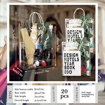 BadenBach 20 PCS Clear Gift Bags with Handles,7.9" x 9.8"x 3.1",Clear Goodie Bags Plastic Gift Bags ...