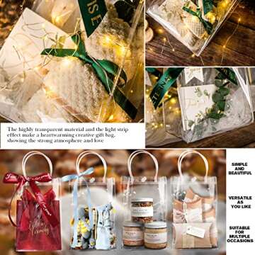 BadenBach 20 PCS Clear Gift Bags with Handles,7.9" x 9.8"x 3.1",Clear Goodie Bags Plastic Gift Bags with Handles Clear Party Favor Bags for Wedding Birthday Bridal Baby Shower Mother's Day