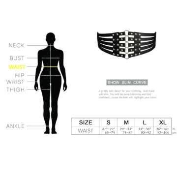 Iivos Women’s Cinch Wide Waist Corset Belt – Adjustable Elastic Fashion Belt for Dresses, Casual & Formal Outfits,Plus Size Friendly (Black, X-Large(36"-42"))