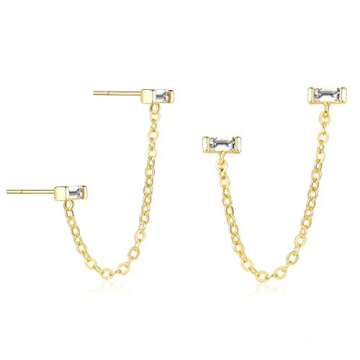 VALLOEY ROVER Stud Earrings for Women 14K Gold Plated Chain Moon Snake Butterfly Cross Ear Studs Car...