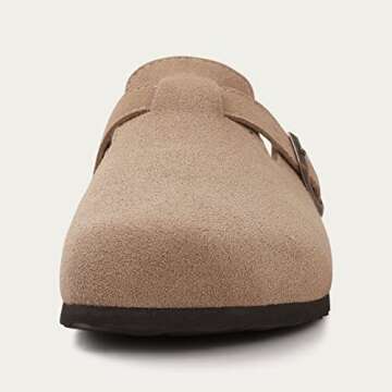 KIDMI Women's Suede Clogs with Cork Footbed for Comfort