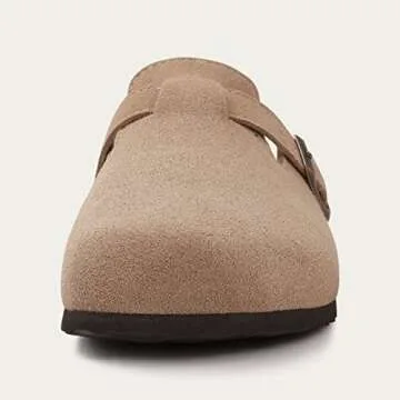 KIDMI Women's Suede Clogs with Cork Footbed for Comfort