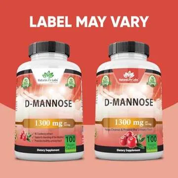 NaturaLife Labs A Higher Standard D-Mannose 1,300 mg with Cranberry Extract Fast-Acting, Flush Impurities, Urinary Tract Health- 100 Veggie Capsules