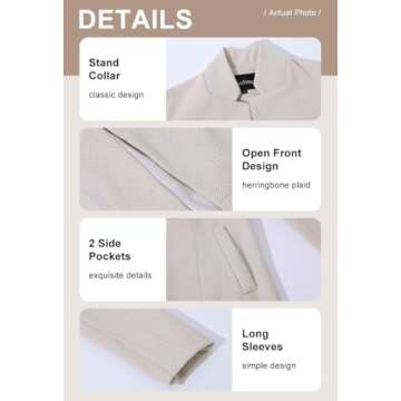 chouyatou Women's Casual Business Open Front Long Sleeve Notch Lapel Office Blazer Jacket (X-Small, Apricot)