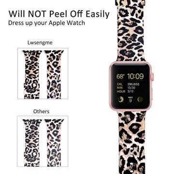 Lwsengme Compatible with Apple Watch Band 38mm 40mm 42mm 44mm, Soft Silicone Replacment Sport Bands Compatible with iWatch Series 5,Series 4,Series 3,Series 2,Series 1 (Flower-6, 42MM/44MM)