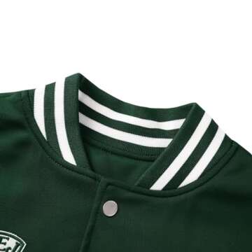Stylish Mxiqqpltky Men's Vintage Varsity Jacket Green