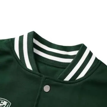 Stylish Mxiqqpltky Men's Vintage Varsity Jacket Green