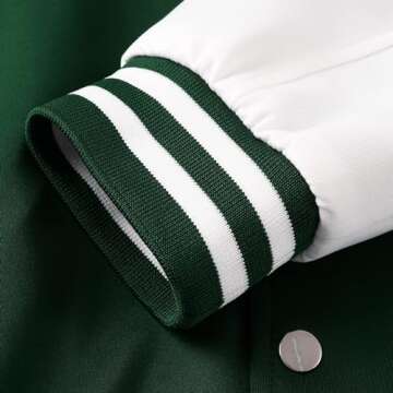 Stylish Mxiqqpltky Men's Vintage Varsity Jacket Green