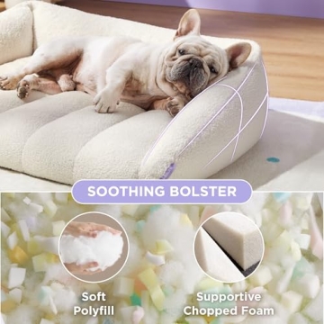 Lesure Orthopedic Dog Bed Sofa for Large Dogs, Waterproof Dog Couch with Removable Washable Cover, Cute Aesthetic Pet Sofa Couch with Egg Crate Foam (Cream, 35.0" L x 25.0" W x 10.5" Th)