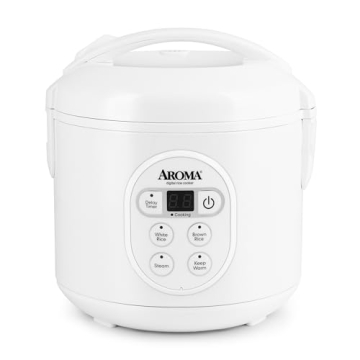 Aroma Housewares 8-Cup (Cooked) (4-Cup UNCOOKED) Digital Rice Cooker and Food Steamer (ARC-914D),Whi...