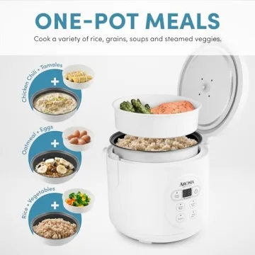 Aroma 8-Cup Digital Rice Cooker & Food Steamer - White