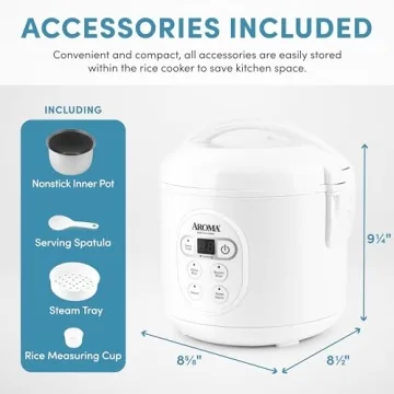 Aroma 8-Cup Digital Rice Cooker & Food Steamer - White