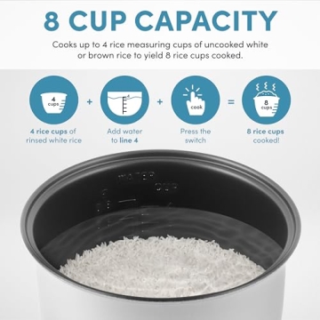 Aroma 8-Cup Digital Rice Cooker & Food Steamer - White