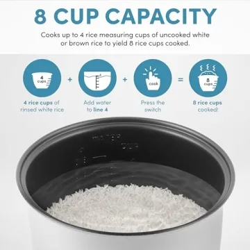 Aroma 8-Cup Digital Rice Cooker & Food Steamer - White