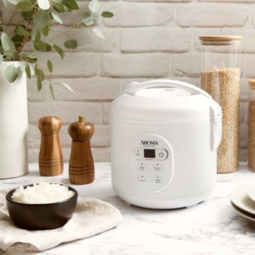 Aroma 8-Cup Digital Rice Cooker & Food Steamer - White