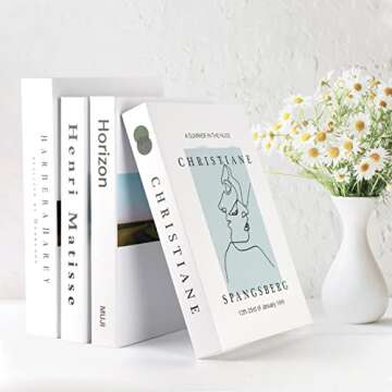 4 Pieces Faux Books for Decoration - Modern Fashion Decorative Books Set for Hardcover Home Decor, F...