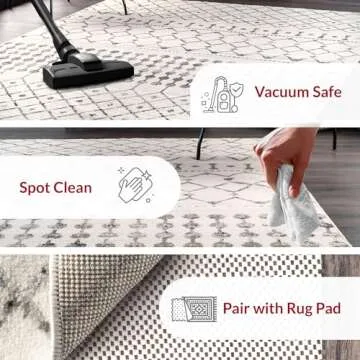 nuLOOM 7' x 9' Indoor Performance Area Rug, Stain-Resistnat, Pet and Kid Friendly, Durable, High-Traffic, Zola ivory/grey