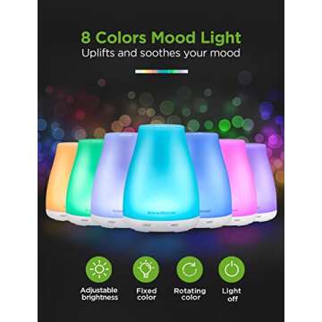 InnoGear 2 Pack 150ml Essential Oil Diffuser Aromatherapy Aroma Diffusers Ultrasonic Cool Mist Humidifier with 7 Colors LED Lights and Waterless Auto Shut-off for Home Office Bedroom Room