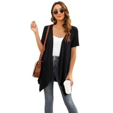 Veryoung Trendy Lightweight Summer Cardigan Casual Soft Draped Open Front Short Sleeve Cardigans for...