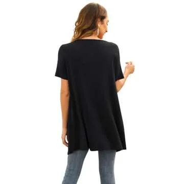 Veryoung Trendy Lightweight Summer Cardigan Casual Soft Draped Open Front Short Sleeve Cardigans for Women with Pockets High Low Hem 2025,Black,Medium