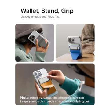 MOFT Magnetic Wallet Stand Compatible with iPhone 16/15/14/13/12 Series, Angle Adjustment & Magsafe Compatible MOVAS Phone Stand, Beach White