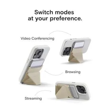 MOFT Magnetic Wallet Stand Compatible with iPhone 16/15/14/13/12 Series, Angle Adjustment & Magsafe Compatible MOVAS Phone Stand, Beach White