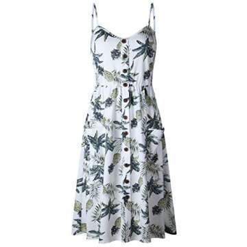 ECHOINE Women's Summer Floral Pineapple Boho Midi White Dress Plus Size