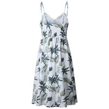ECHOINE Women's Summer Floral Pineapple Boho Midi White Dress Plus Size