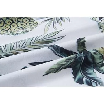 ECHOINE Women's Summer Floral Pineapple Boho Midi White Dress Plus Size