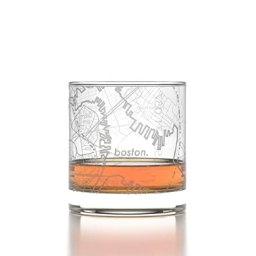 Well Told Engraved Boston Massachusetts Map Rocks Glass, Old Fashioned Whiskey Glass (11 oz, Clear) ...