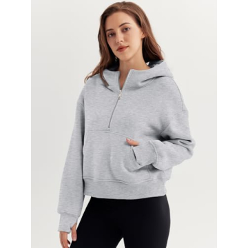 Trendy Queen Oversized Hoodies with Quarter Zip for Women