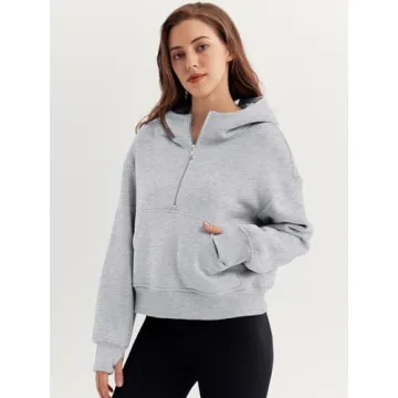 Trendy Queen Oversized Hoodies with Quarter Zip for Women