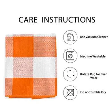IOHOUZE Cotton Buffalo Plaid Check Rug Outdoor Doormat 27.5 x 43 Inches Washable Woven Outdoor Indoor Welcome Mats for Front Door/Farmhouse/Entryway/Home Entrance White and Orange Outdoor Rug