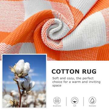 IOHOUZE Cotton Buffalo Plaid Check Rug Outdoor Doormat 27.5 x 43 Inches Washable Woven Outdoor Indoor Welcome Mats for Front Door/Farmhouse/Entryway/Home Entrance White and Orange Outdoor Rug