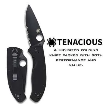 Spyderco Tenacious Folding Utility Pocket Knife - 3.39" Black Blade with G-10 Handle