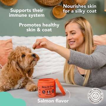 Natural Dog Company Skin & Coat Fish Oil Supplement (90 Count Chews & Balm Stick)