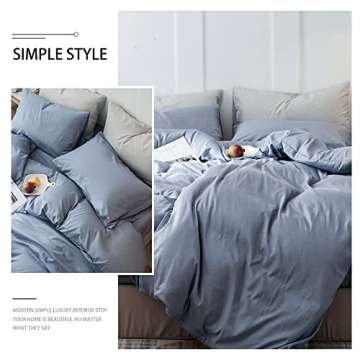 FenDie Blue Duvet Cover Queen Washed Microfiber Duvet Cover Solid Blue Comforter Cover Modern Boys Men Blue Bedding Set Soft Polyester Bedding Quilt Cover, Zipper Closure