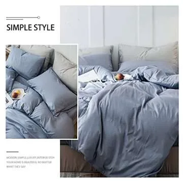 FenDie Blue Duvet Cover Queen Soft Microfiber Bedding Set