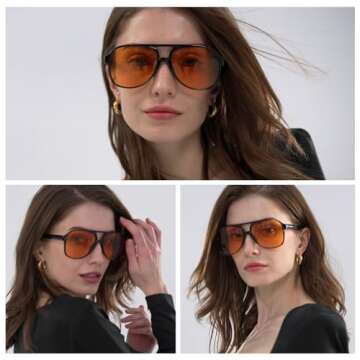 Freckles Mark 70s Vintage Retro Aviator Sunglasses - Unisex