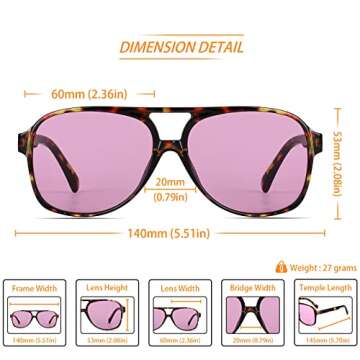 Freckles Mark 70s Vintage Retro Aviator Sunglasses - Unisex