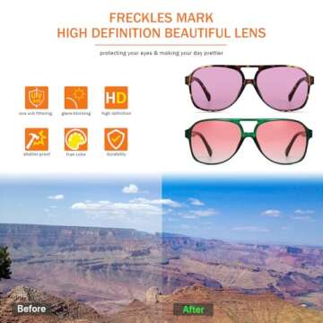 Freckles Mark 70s Vintage Retro Aviator Sunglasses - Unisex