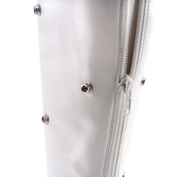 WIRALOMI Women's Slouchy Ruched Knee High Boots Black Stud Pointed Toe Stiletto Heels Casual Modern All Season Boots with Detachable Snap Panel