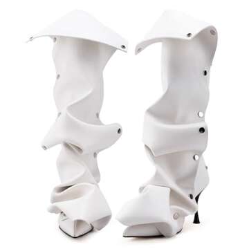 WIRALOMI Women's Slouchy Ruched Knee High Boots Black Stud Pointed Toe Stiletto Heels Casual Modern All Season Boots with Detachable Snap Panel