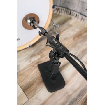 Gator Frameworks Short Weighted Base Microphone Stand with Telescopic Boom Arm and 2.5 Lbs Counter Weight; Ideal for Desktop, Recording, and Streaming (GFW-MIC-0822)