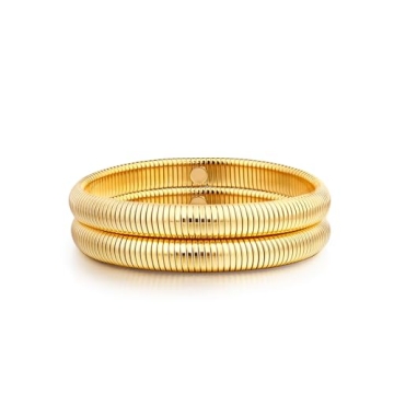 Gold Bangle Bracelets for Women - Flexible Waterproof Bangles