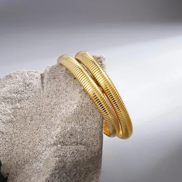 Gold Bangle Bracelets for Women - Flexible Waterproof Bangles